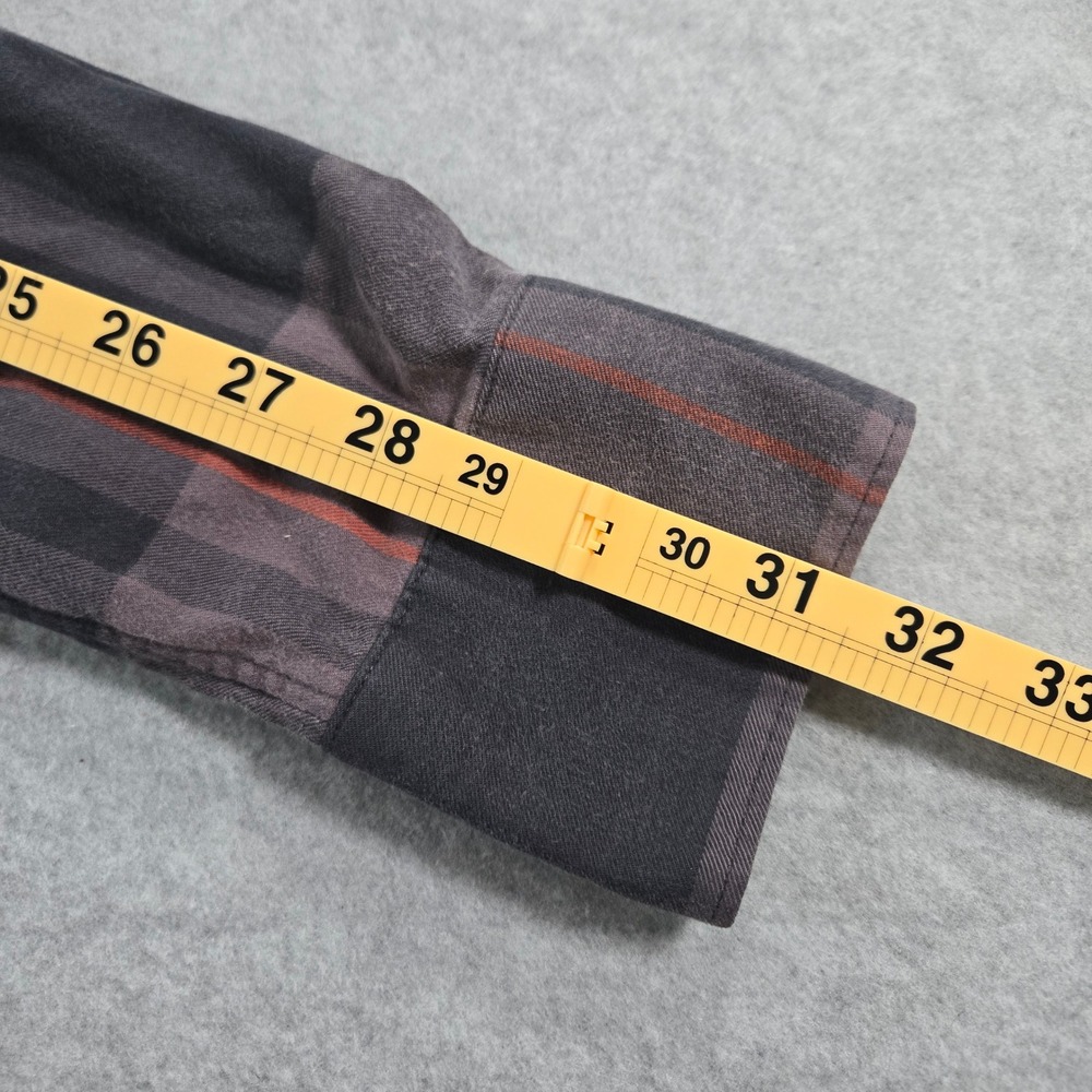 Black Diamond Mens Plaid Flannel Button Down Shirt Grey Black Orange Medium - Picture 7 of 16
